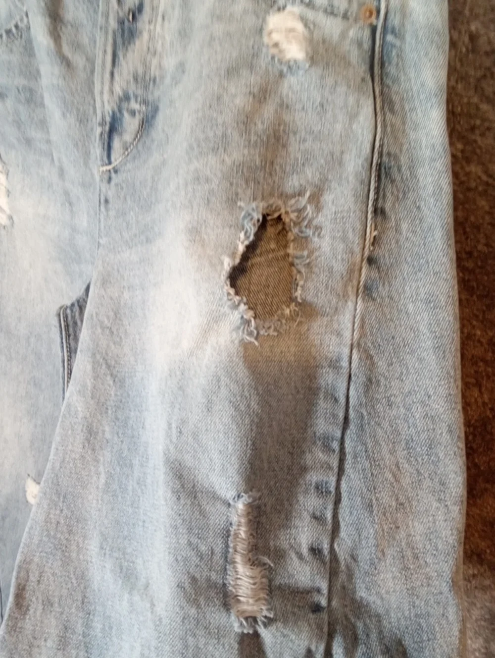 BDG Super Distressed Baggy Barrel Button Closure Streetwear Skater Grunge Jean